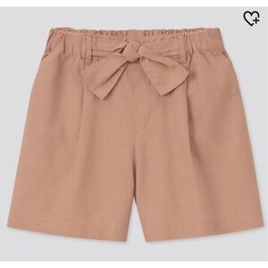 EUC Uniqlo Cotton Linen Relaxed Shorts with Bow Waist Rust Brown - Size 11/12
